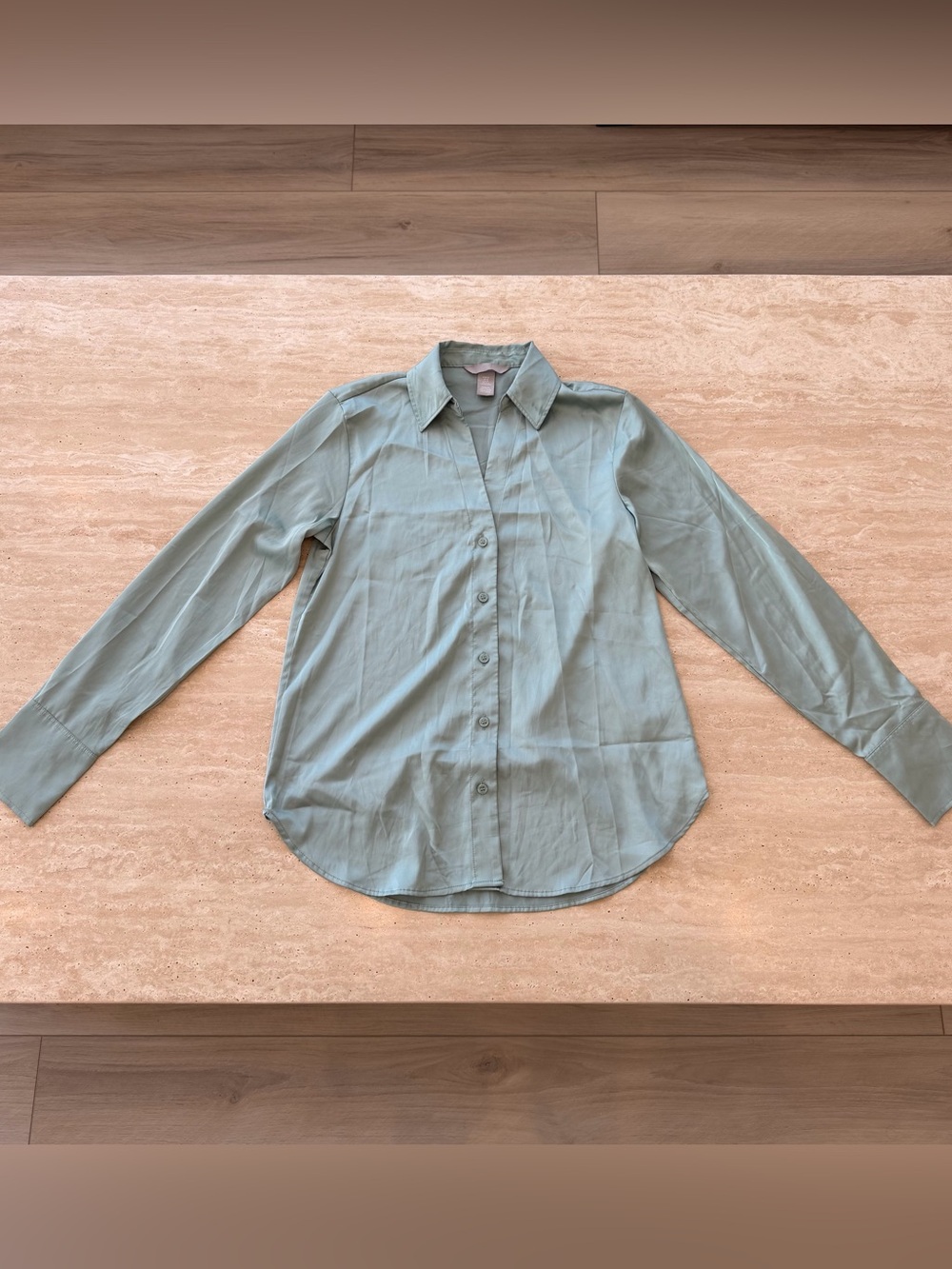 H&M Light Sage Button-Down Long Sleeve Shirt